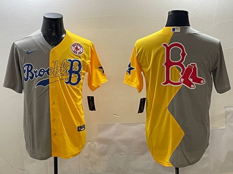 Men Boston Red Sox Blank Grey Yellow Game 2025 Nike MLB Jersey style 4